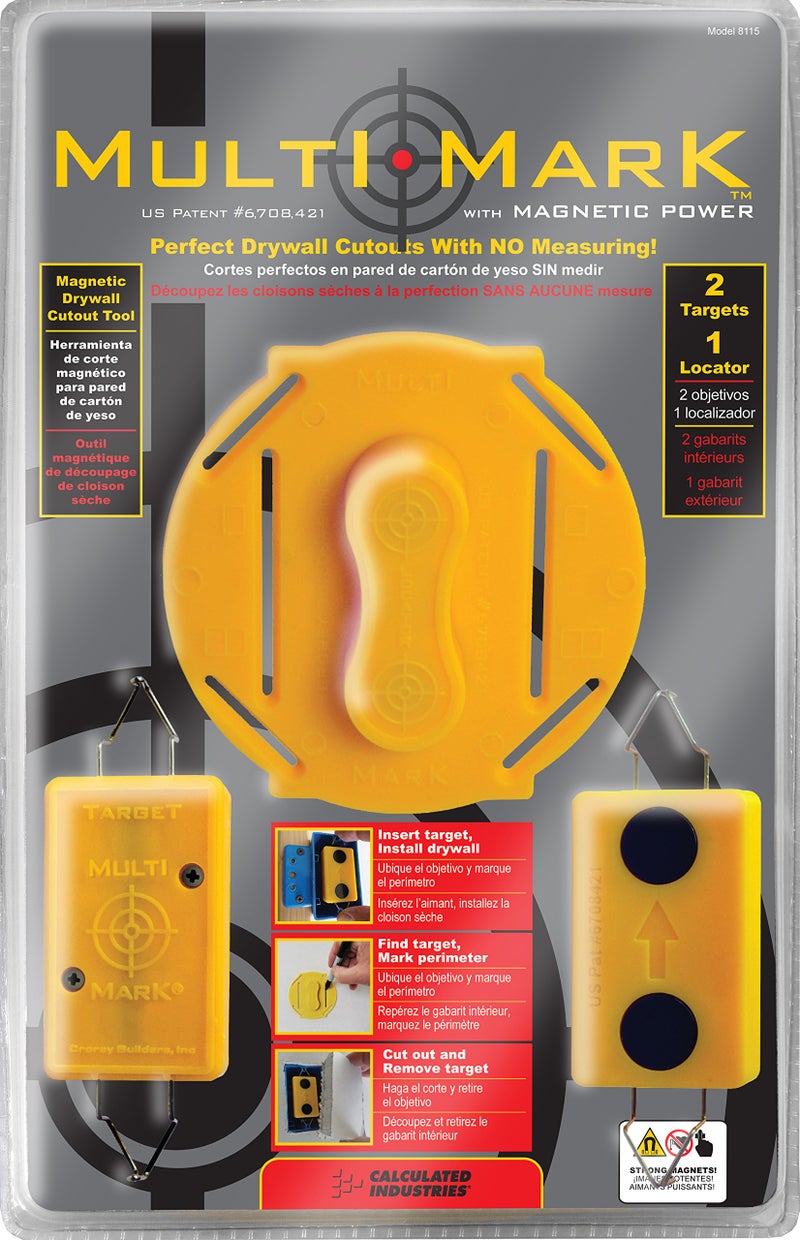 Calculated Industries 8115 Multi Mark Drywall Cutout Locator Tool â€“ Powerful Rare-Earth Magnetic Targets (2) and Locator Kit - Image 1